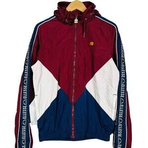 Ellesse Full Zip Track Jacket Color Block Long Sleeve Casual Sport Hood - S
